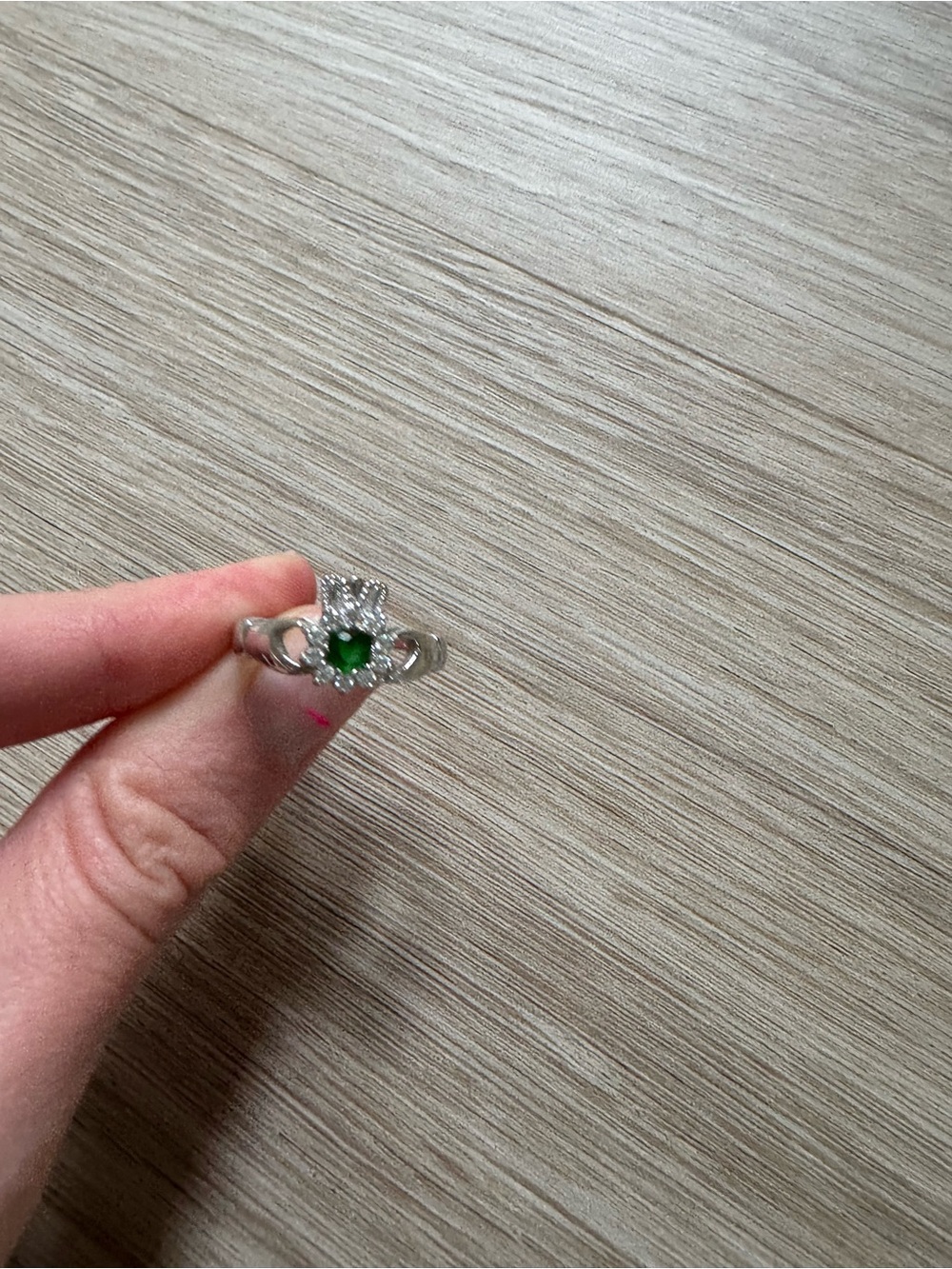 Emerald Green Solitaire Halo Ring - Women Jewelry Claddaugh ring